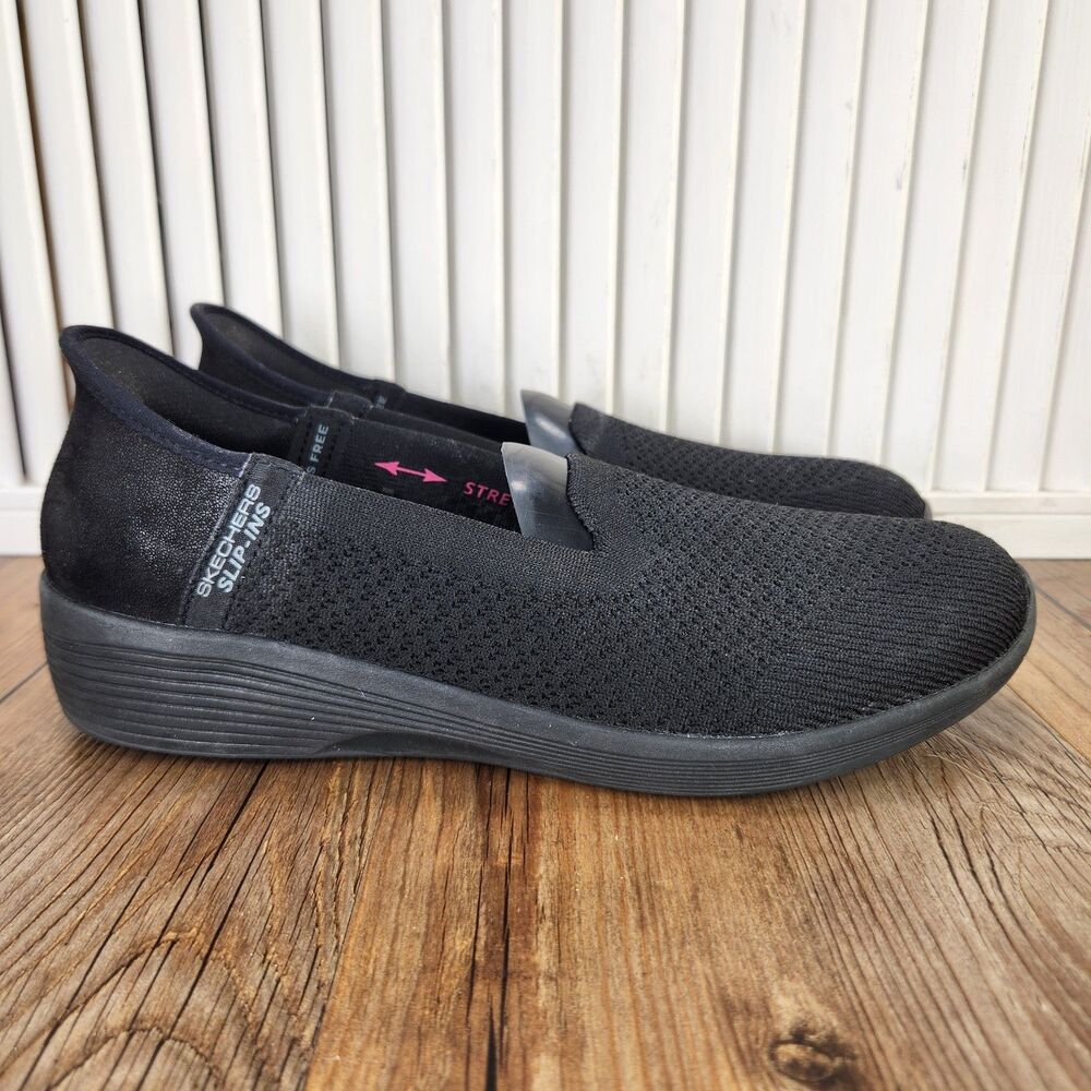 Skechers Slip-Ins Arya Sweet Voice Womens Sz 8.5 Black Hands Free Loafers Shoes